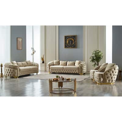 Ashley 4-Pieces Two Sofa Two Chair Living Room Set, Tufted Back