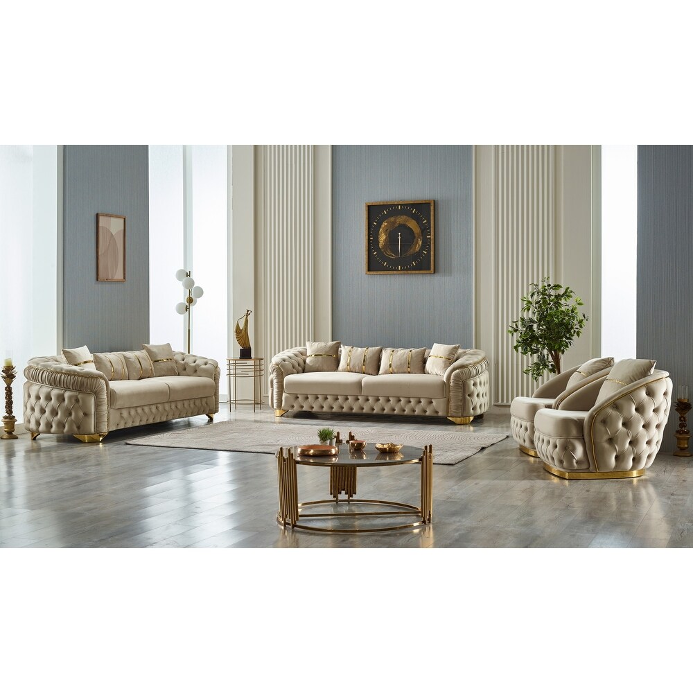 Ashley 4 Pieces Two Sofa Two Chair Living Room Set Tufted Back
