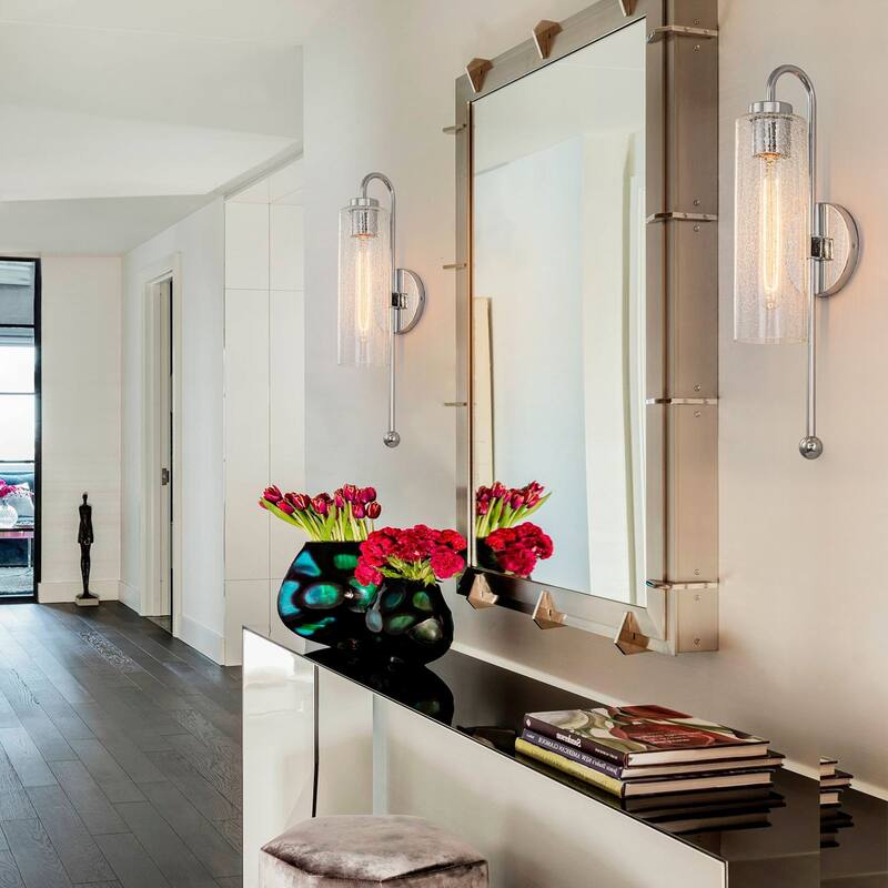 19.53" Single Wall Sconce with Glass Cylinder Shade - W3.54"