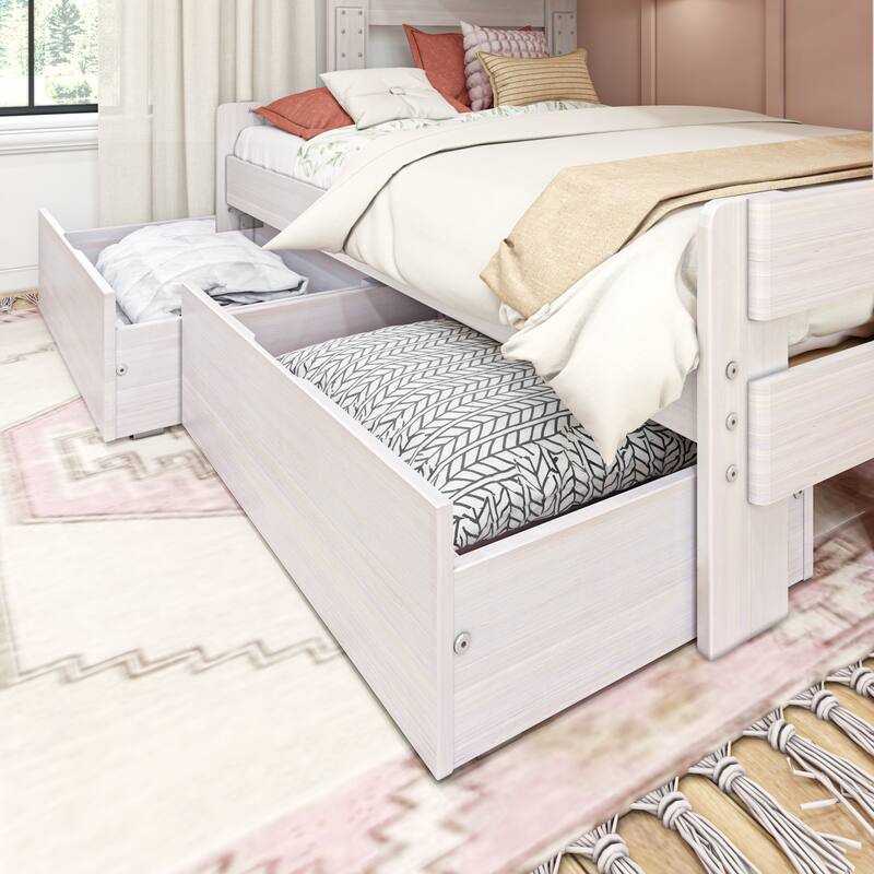 Max and Lily Farmhouse Twin over Full Bunk Bed with Storage Drawers