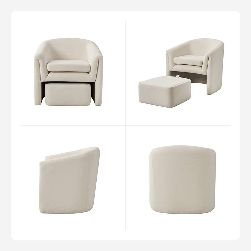 Arturo Modern Upholstered Armchair with Storable Removable Leg Ottoman Set of 2 by HULALA HOME