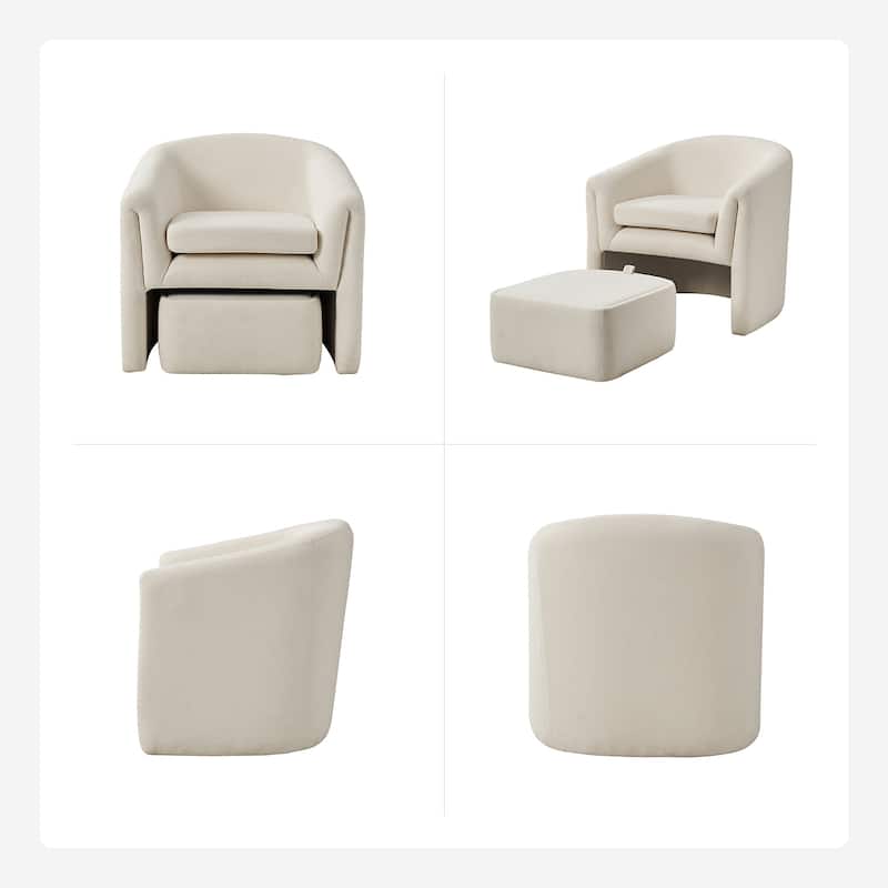 Arturo Modern Upholstered Armchair with Storable Removable Leg Ottoman by HULALA HOME
