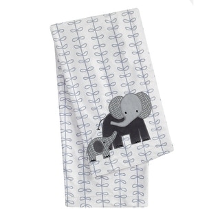 Lambs & Ivy Me & Mama Gray/White Elephant on Leaf Print Luxury Nursery Baby Blanket