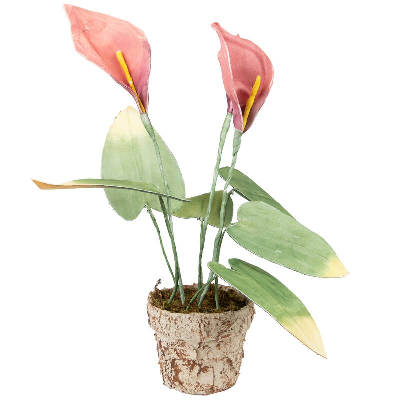 19" Pink and Green Decorative Calla Lily Artificial Christmas Plants - 19