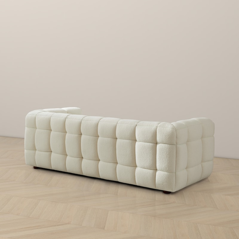 Magic Luxury Mid Century Modern Tufted Cream Boucle Couch
