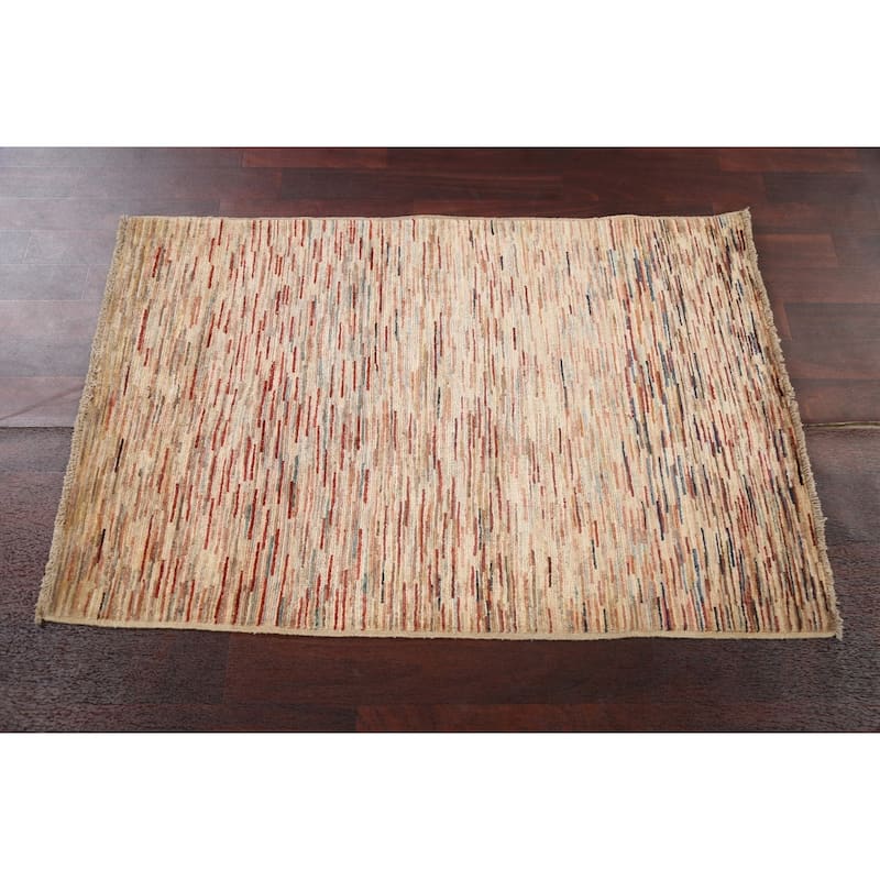 Contemporary Wool Gabbeh Kashkoli Oriental Area Rug Handmade Carpet - 2'9" x 4'0"