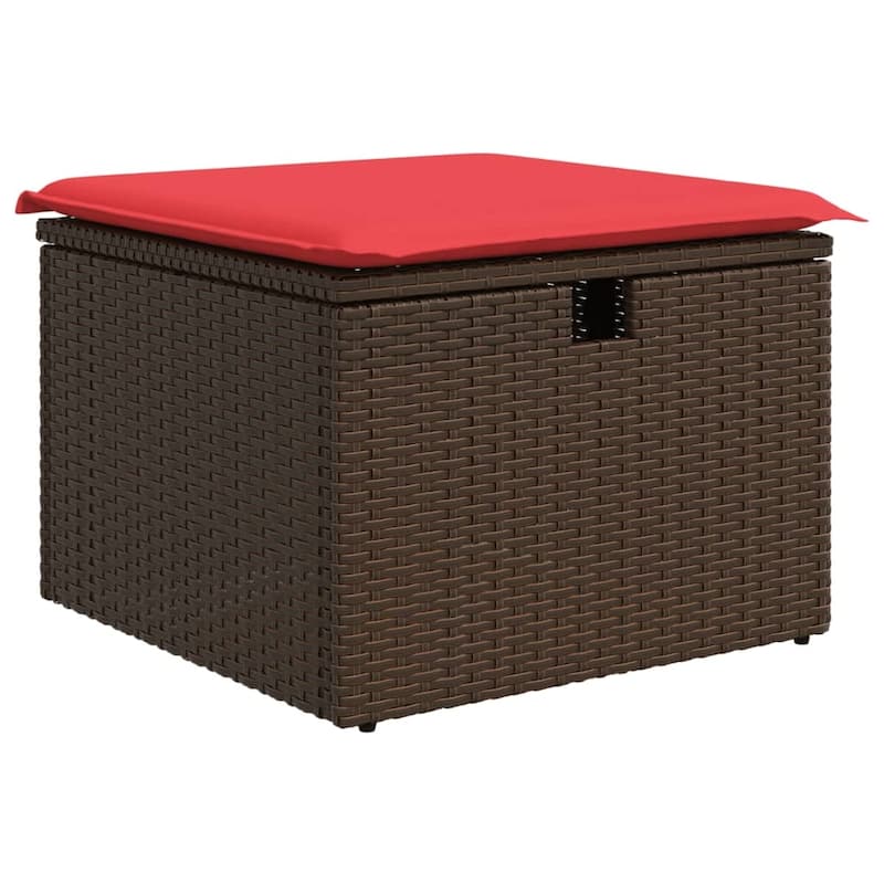 vidaXL Patio Sofa Set with Cushions and Table Outdoor Garden 9 Piece Poly Rattan - 24.4" x 24.4" x 27.2"