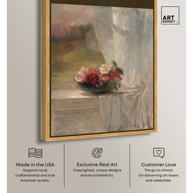 Flowers on a Window Ledge 1861 Canvas by Art Remedy