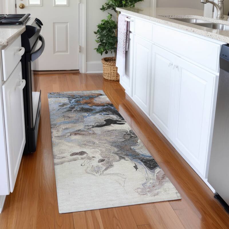 Premium Washable Super Soft Modern Glam Mayfield Rug - Beige - 2'3" x 7'6"