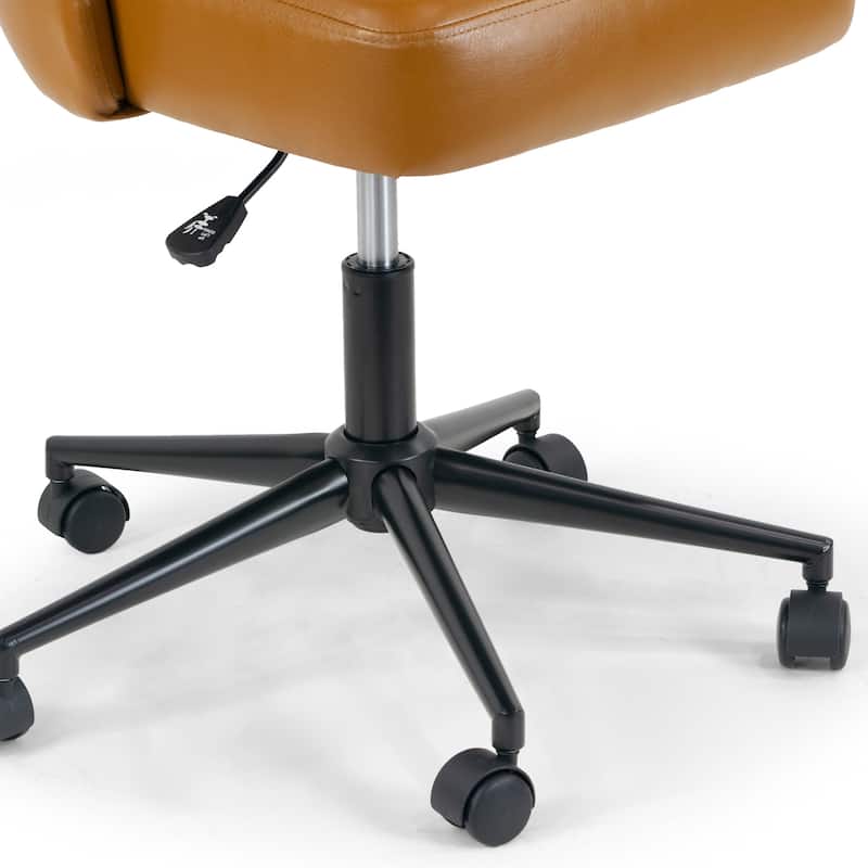 Aurica Light Brown Faux Leather Adjustable Height Swivel Office Chair