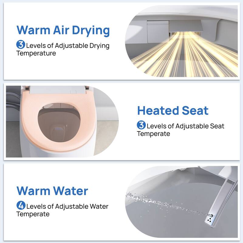 Smart Toilet, One Piece Bidet Toilet for Bathrooms,Modern Elongated Toilet with Warm Water,Dual Auto Flush,Foot Sensor Operation