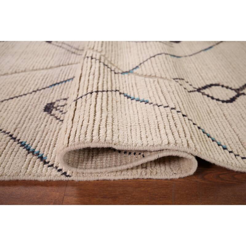 Moroccan Abstract Area Rug Handmade Wool Carpet - 7'11" x 11'6"