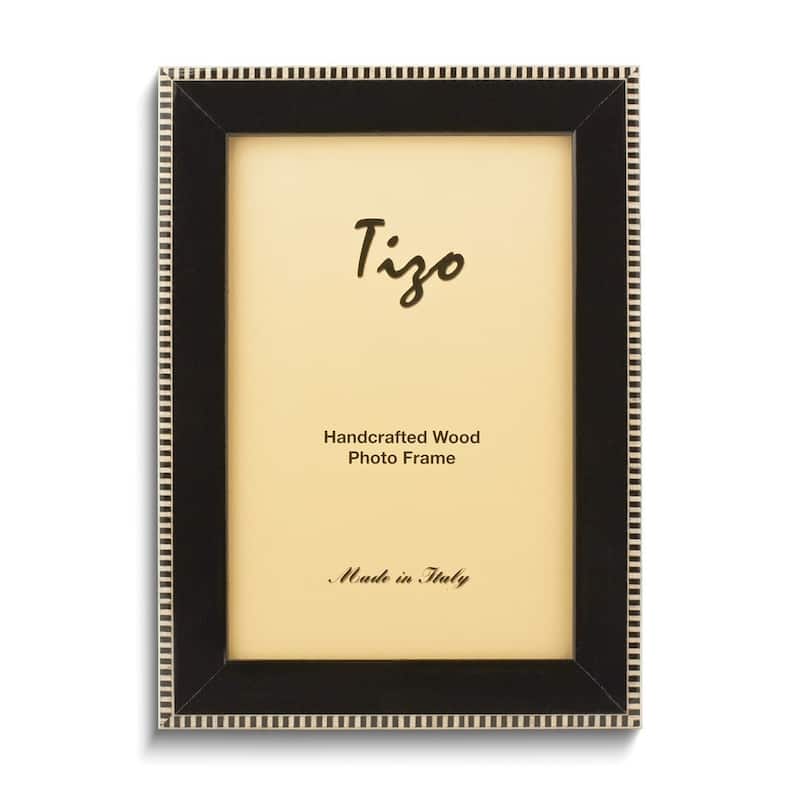 Curata Black with Black and White Border 5x7 Handcrafted Wood Photo Frame