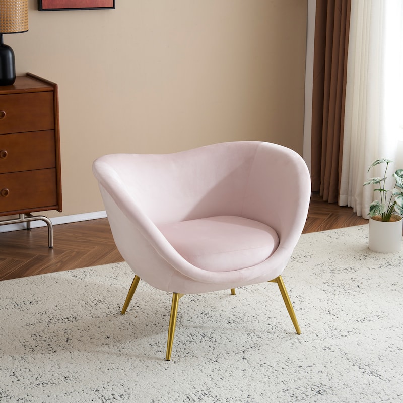 Christopher Knight Home - Eliana Modern Teddy Fabric Accent Chair with Curved Backrest and Gold Legs