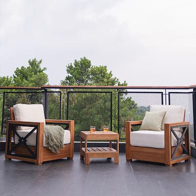 Cambridge Casual Provence 3-piece Teak Outdoor Conversation Set