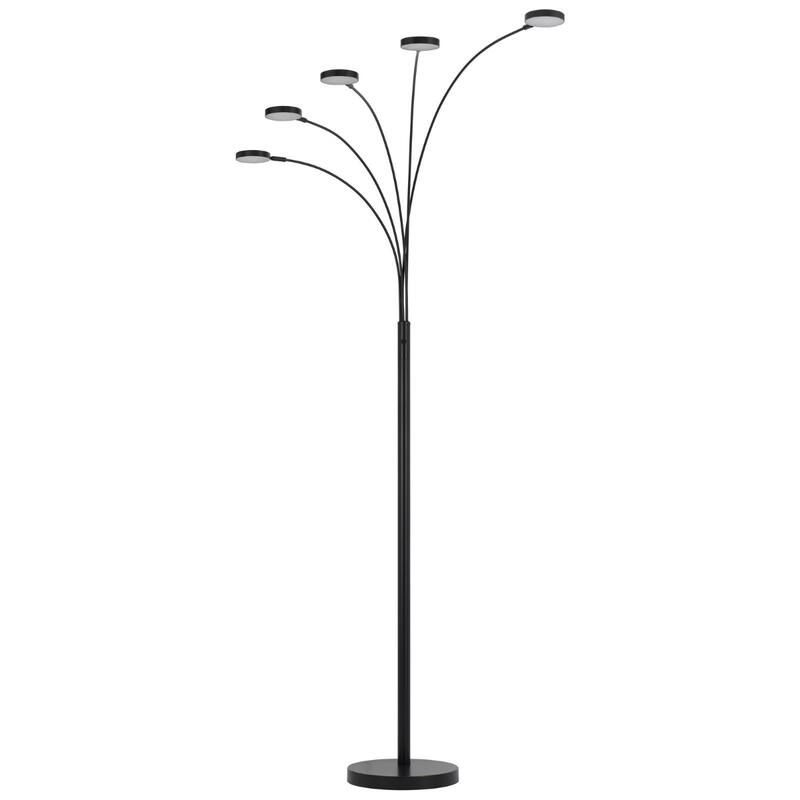 82" Five Light LED Arc Floor Lamp with Base and Curved Arm - 12.50” x 39” x 82” - Bronze