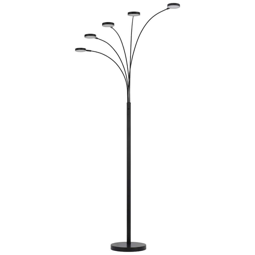 82" Five Light LED Arc Floor Lamp with Base and Curved Arm - 12.50” x 39” x 82”