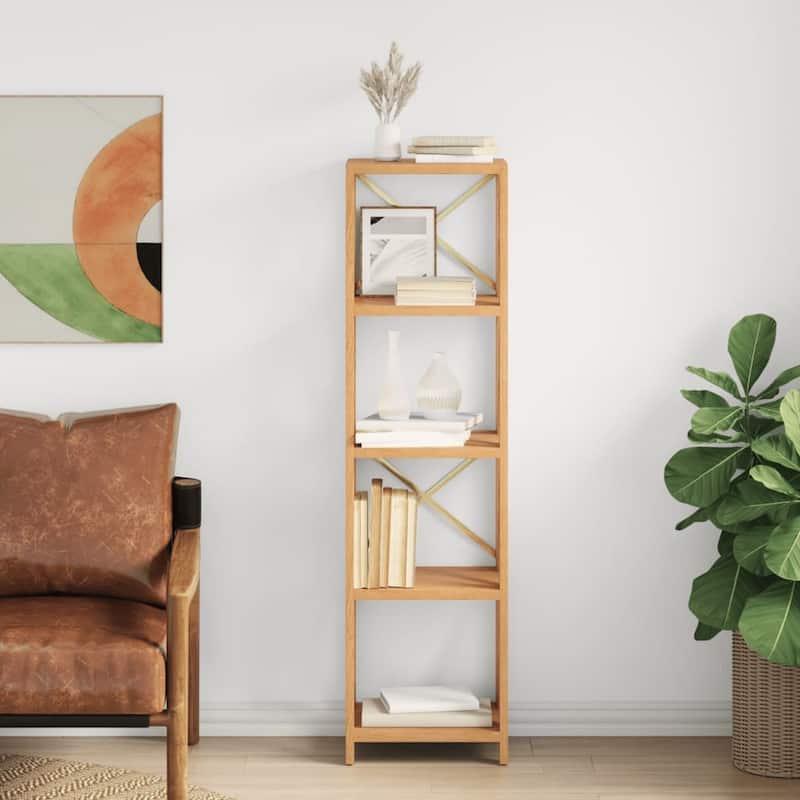 vidaXL 4-Tier Shelf 6.7"x11.8"x44.1" Solid Wood Oak - 6.7" x 11.8" x 57.5"