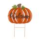 Glitzhome Metal Rusty Yard Stake or Standing Decor or Hanging Decor (3 Functions) - Pumpkin Welcome