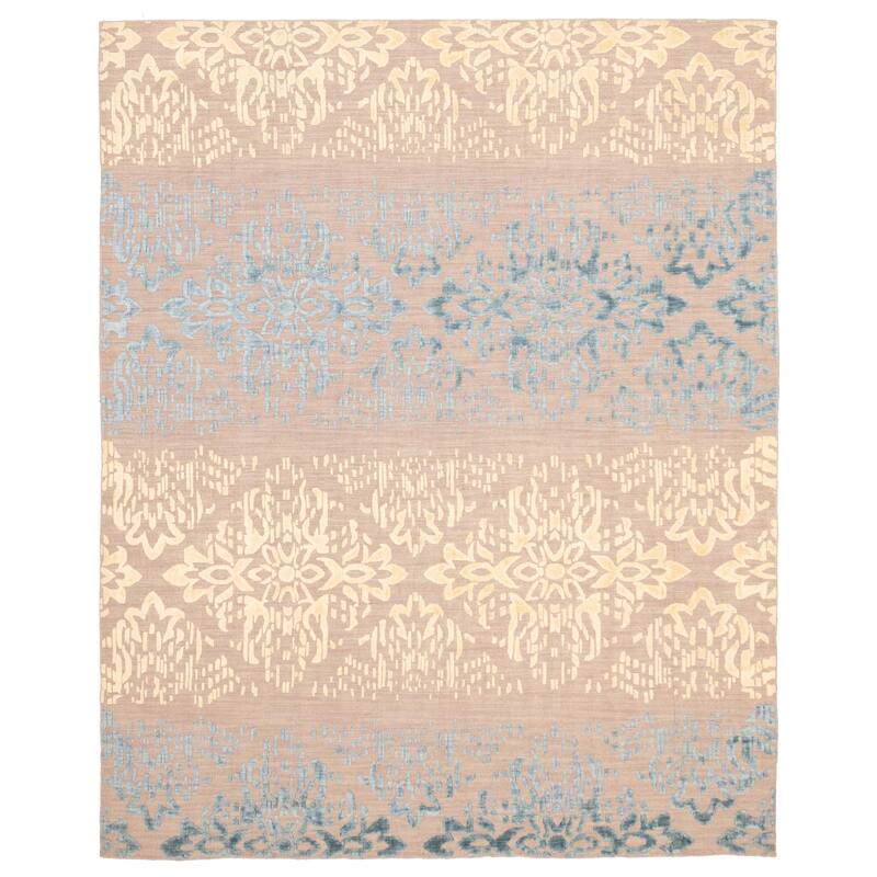 ECARPETGALLERY Hand Loomed Elysian Taupe Viscose, Wool Rug - 8'1 x 9'11