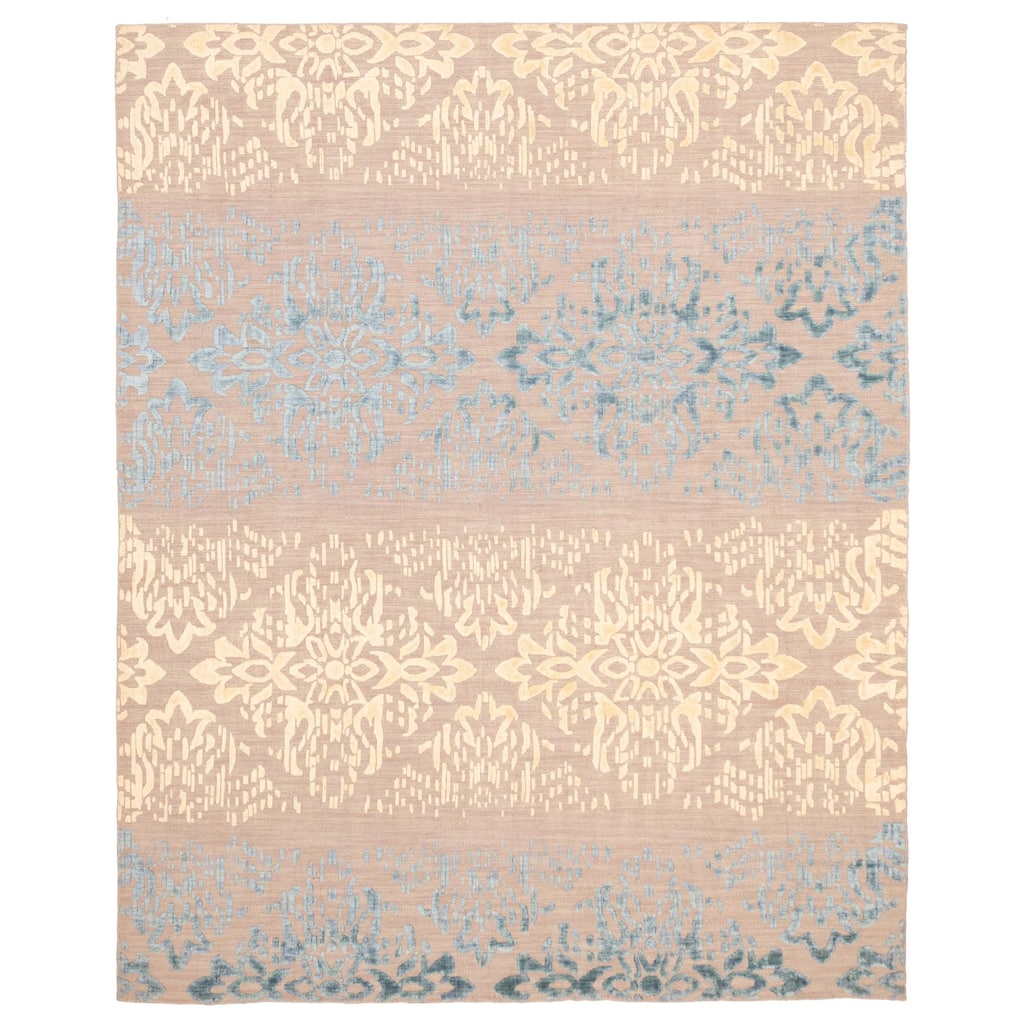 ECARPETGALLERY Hand Loomed Elysian Taupe Viscose, Wool Rug - 8'1 x 9'11