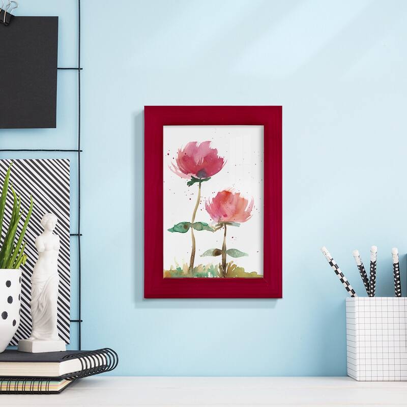 Pink Fleurs I -Framed Print w/glass-Cherry Red
