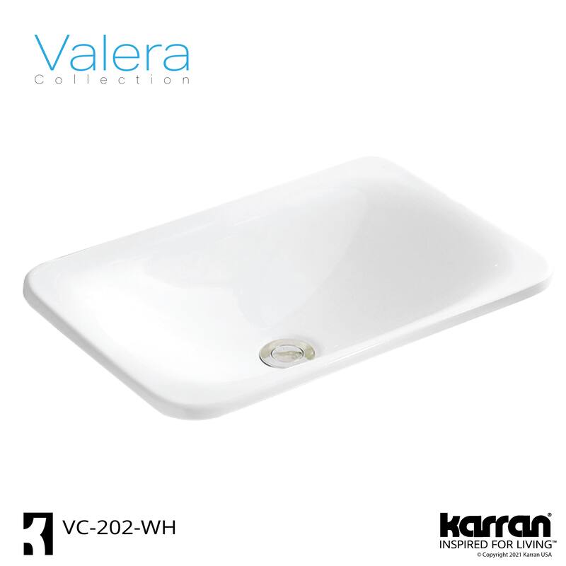 Karran Valera 21" Top Mount Vitreous China Bathroom Sink in White