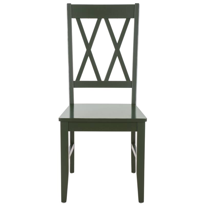 SAFAVIEH HOME Yana Double X-Back Side Chair - 18"W x 22"D x 39"H - Dark Green