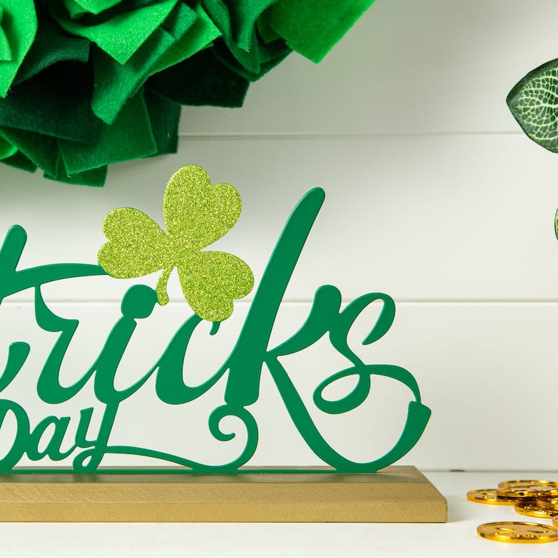 Glitzhome 16"L St. Patrick's Lucky Word Sign Table Decor