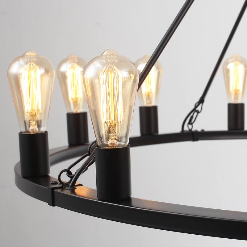 16-Light Vintage Circle Candlestick Wagon Wheel Chandelier Linear Chandelier Lighting for Kitchen Island