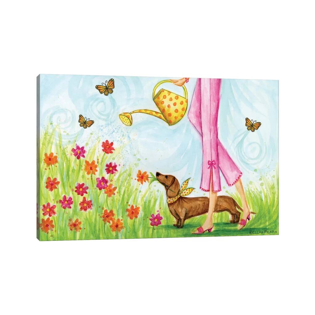 iCanvas "Pretty Garden Puppy" by Bella Pilar Canvas Print