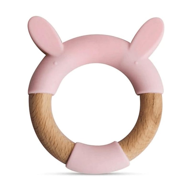 Circle Animal Head Silicone + Wood Teether