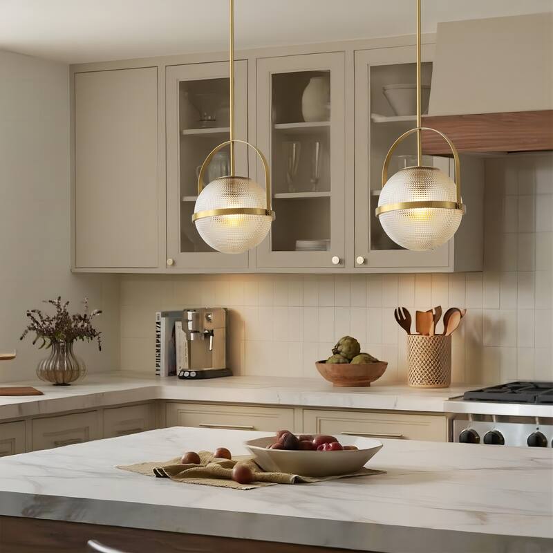 1-Light Modern Minimalist Matte Black/Gold Clear Glass Pendant Light