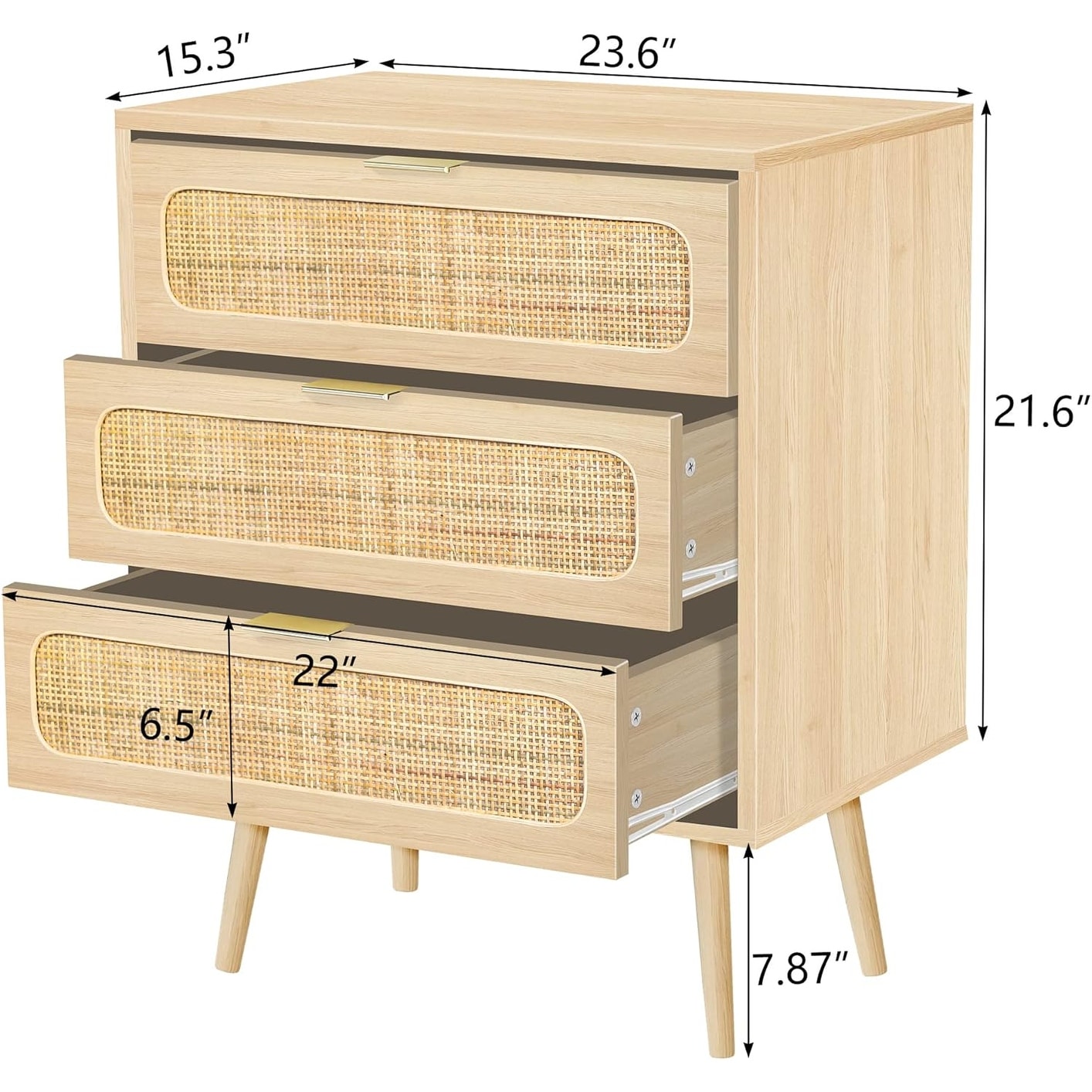 Modern 3-Drawer Wooden Storage Dresser for Bedroom, Living Room, and Office