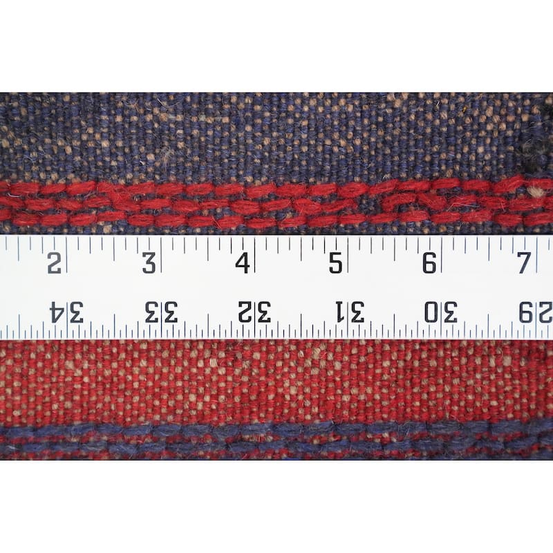 Hand Knotted Oriental 100% Wool Carpet Traditional Tribal Navy Blue & Blues Balouch Runner Rug - 7' 11'' X 1' 10''