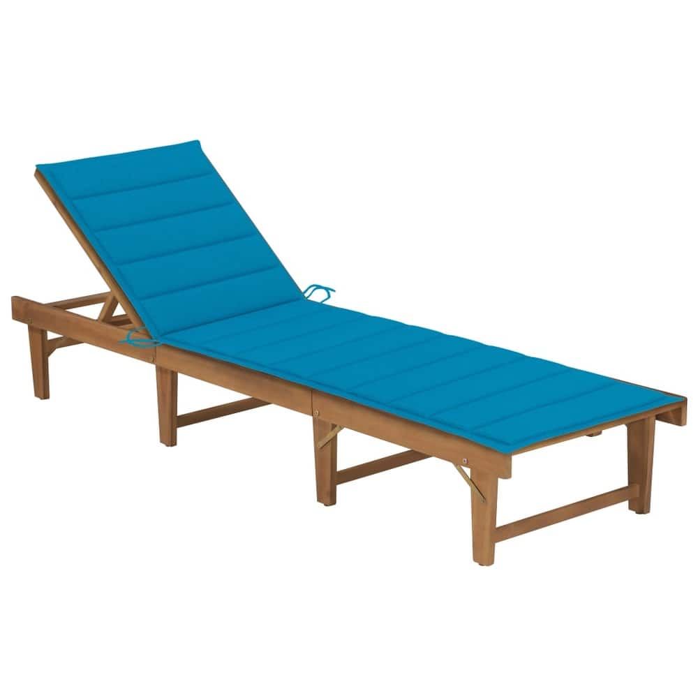 vidaXL Patio Lounge Chair with Cushion Folding Sunlounger Solid Acacia Wood - 78.7" x 24" x 11.8"/33.9"