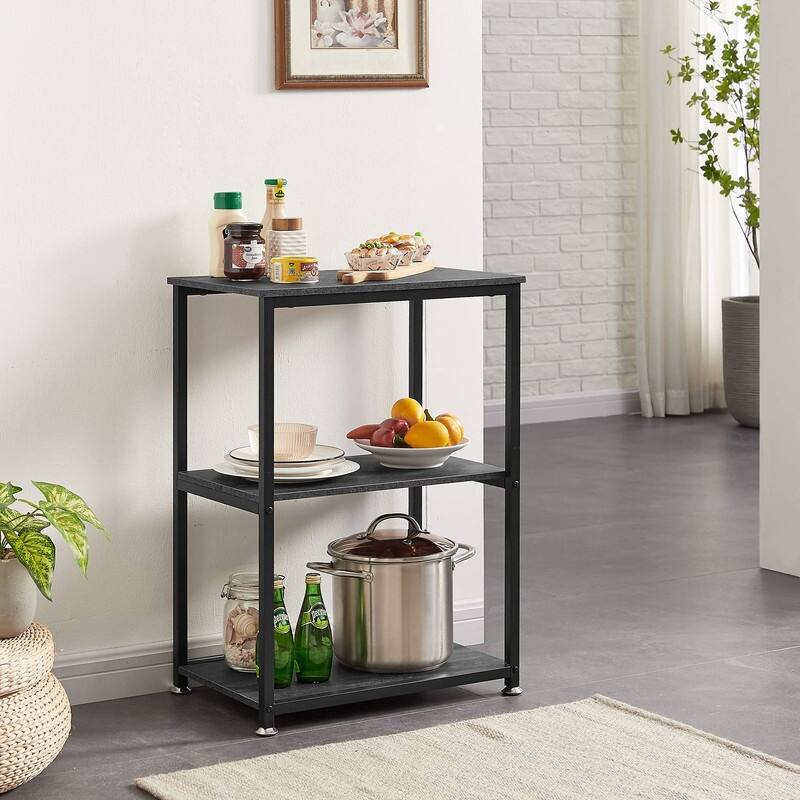 Tall End Side Table,30" Height Nightstand with 3-Tier Storage Shelf - 21.6"D x 13.8"W x 30"H