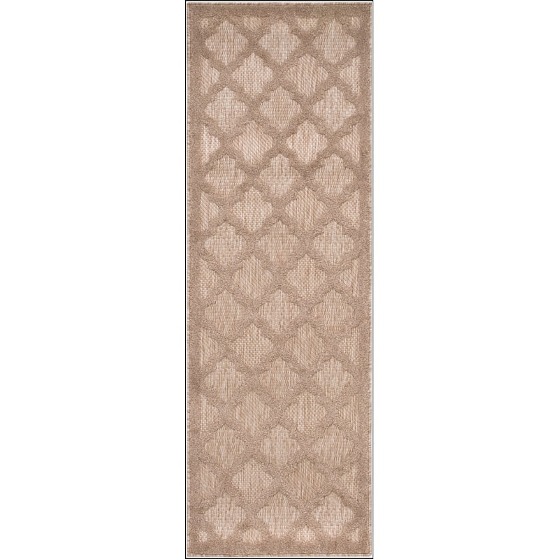 Nourison Easy Care Indoor/Outdoor Moroccan Trellis Area Rug - 2' x 6' - Natural/Beige
