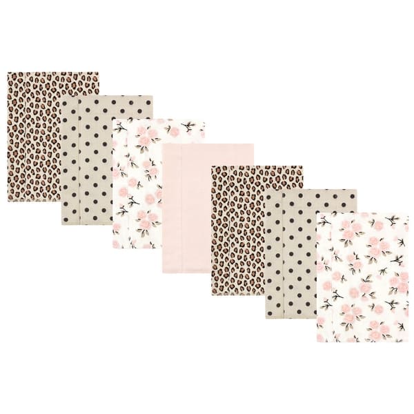 slide 1 of 1, Hudson Baby Infant Girl Cotton Flannel Burp Cloths, Neutral Pink Floral 7 Pack, One Size - Neutral Pink Floral 7 Pack - One Size One Size - Neutral Pink Floral 7 Pack