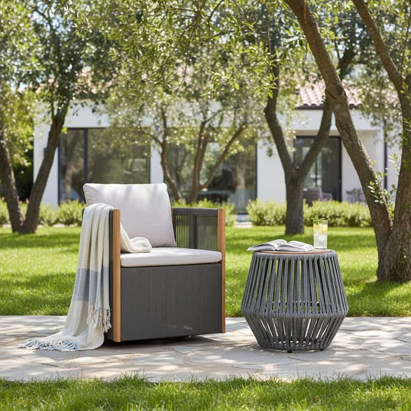 Christopher Knight Home Lysandros Solid Wood and Iron Swivel Dining Chair - Grey