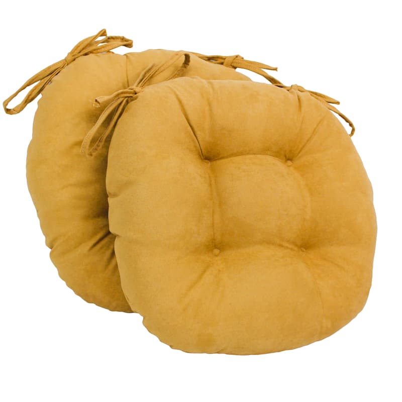 16-inch Round Indoor Microsuede Chair Cushions (Set of 2, 4, or 6) - Set of 2 - Lemon