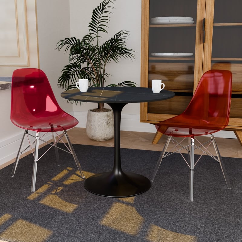 Dover Modern Acrylic Accent Side Chair with Eiffel-Style Legs for Dining Room, Kitchen, Office, or Indoor/Outdoor Seating