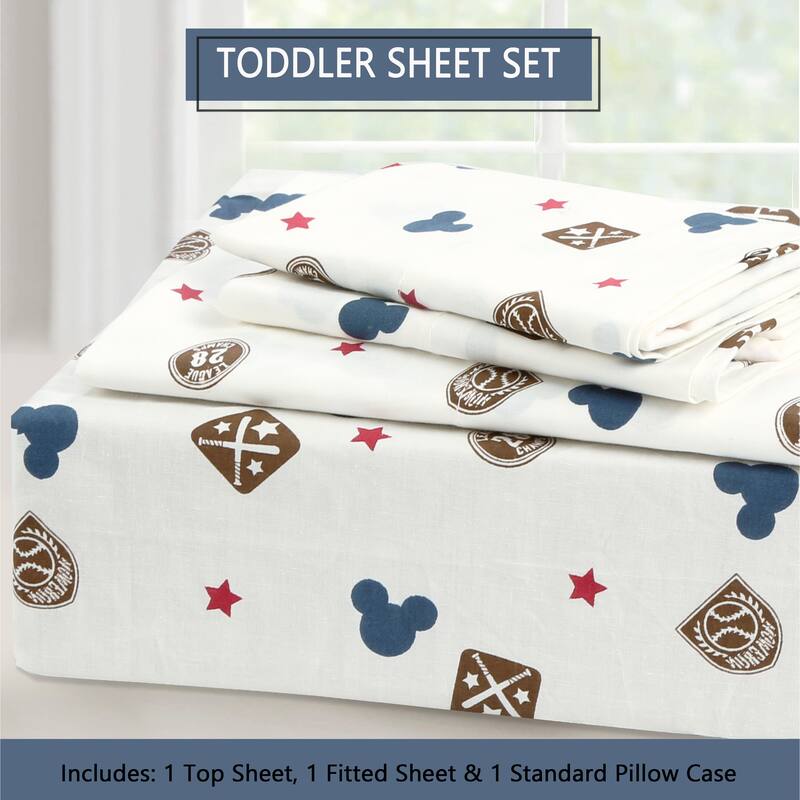 3-Piece Cotton Toddler Sheet Set for Kids Boys & Girls (Animals, Fish, Sports, Floral)