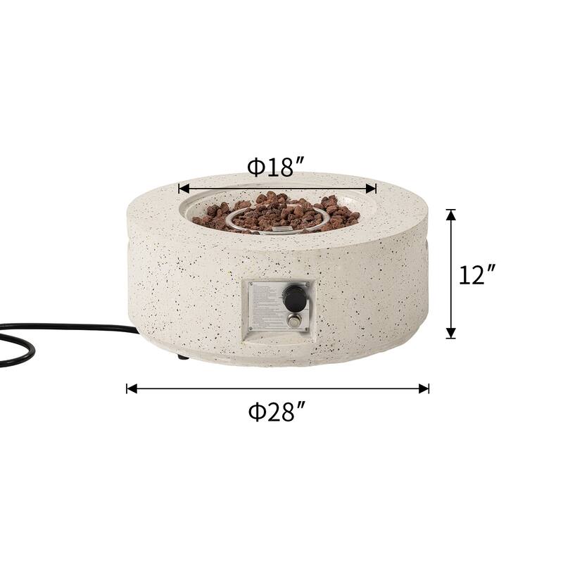 COSIEST Outdoor Patio Round Propane Firepit, 40000BTU - 28" W x 28" D x 12" H