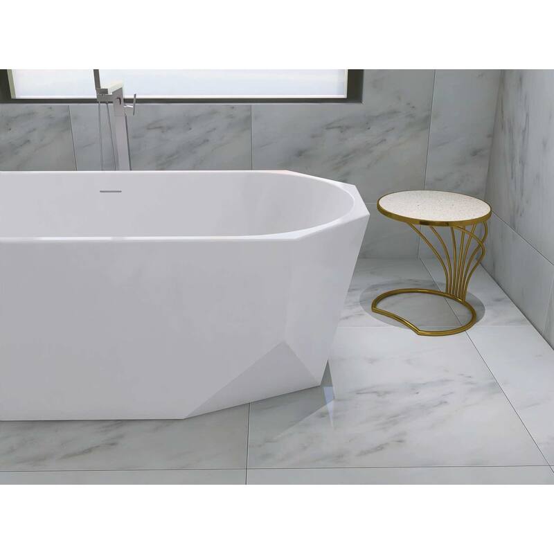 Edward Soaking Diamond Style Bathtub in Glossy White