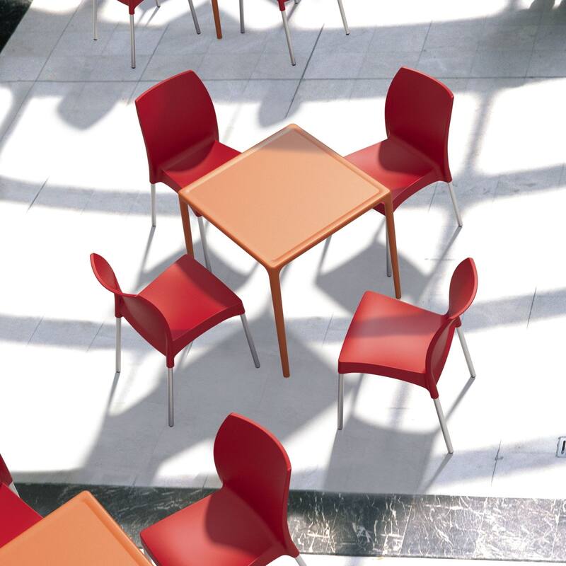 28" Orange Stackable Square Outdoor Patio Dining Table