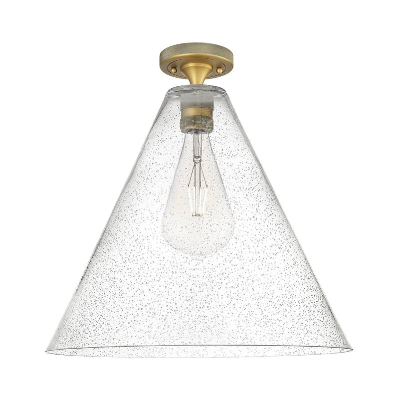 Innovations Lighting 434-1F-10-16 Crown Point Flush Cone Crown Point - Brushed Brass / Seedy