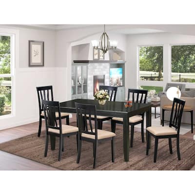 Dining Set 7 Piece - Asian Hardwood Table & Chairs - Modern Refined Design