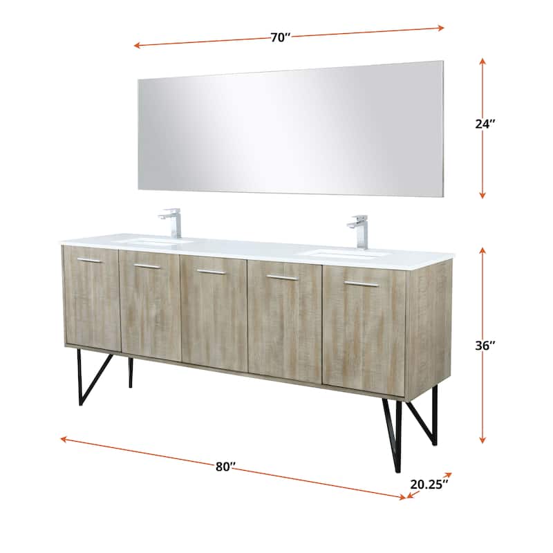 Lancy 80 in W x 20 in D Rustic Acacia Double Bath Vanity and White Quartz Top