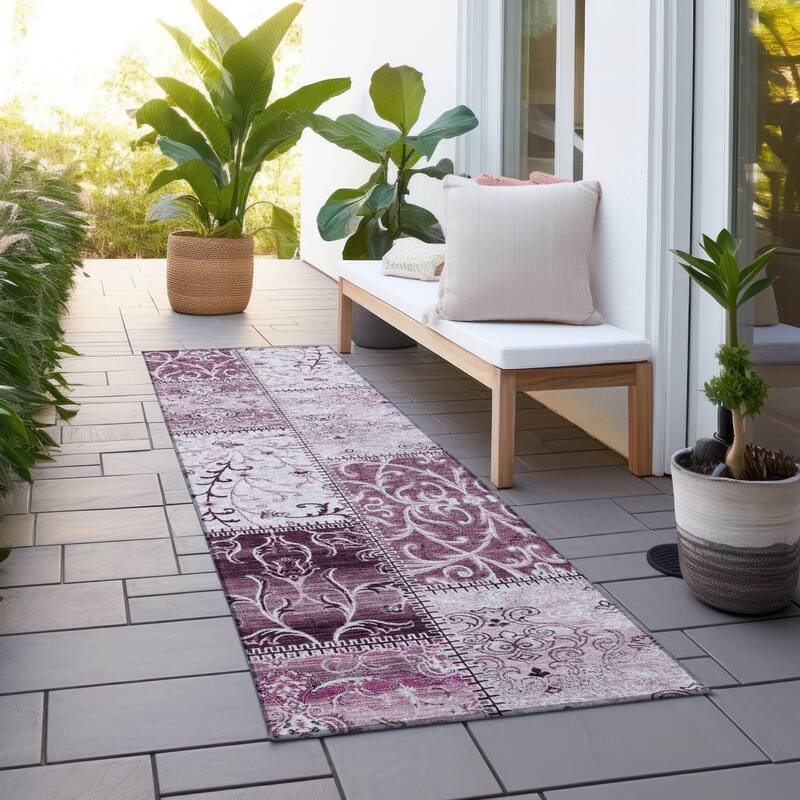 Alvave Patchwork Weather Resistant Blended Style Outdoor Rug